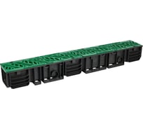 Лоток водоотводный пластиковый AQUADRENAG ЛВП Classic AQD DN100 H120 с решеткой пластиковой зеленой Q10120-PFG