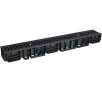 Лоток водоотводный пластиковый AQUADRENAG ЛВП Classic AQD DN100 H100 с решеткой чугунной и крепежом, Q10100-CH