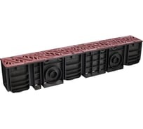 Лоток водоотводный пластиковый AQUADRENAG ЛВП Classic DN100 H185 с решеткой пластиковой коричневой Q10185-PFBr