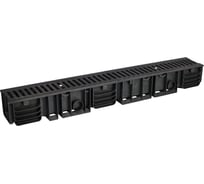 Лоток водоотводный пластиковый AQUADRENAG ЛВП Classic AQD DN100 H120 с решеткой чугунной и крепежом, Q10120-CH