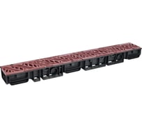 Лоток водоотводный пластиковый AQUADRENAG ЛВП Classic DN100 H80 с решеткой пластиковой коричневой Q1080-PFBr