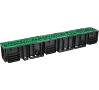 Лоток водоотводный пластиковый AQUADRENAG ЛВП Classic AQD DN100 H145 с решеткой пластиковой зеленой Q10145-PFG