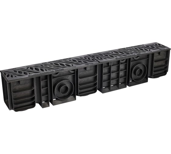 Лоток водоотводный пластиковый AQUADRENAG ЛВП Classic AQD DN100 H185 с решеткой пластиковой черной Q10185-PFB 1