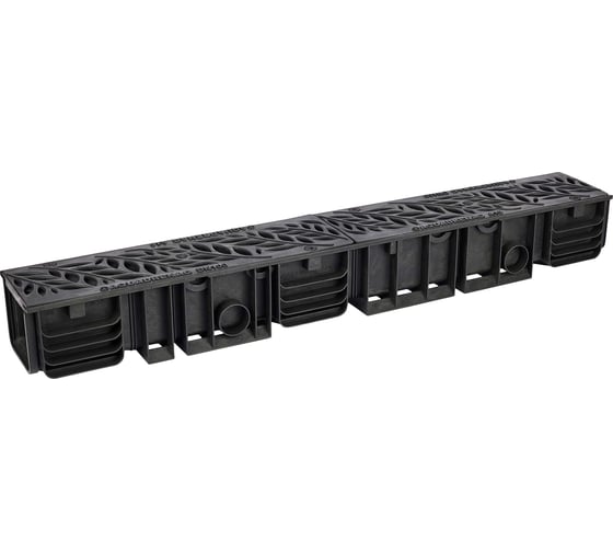 Лоток водоотводный пластиковый AQUADRENAG ЛВП Classic AQD DN100 H120 с решеткой пластиковой черной Q10120-PFB 1