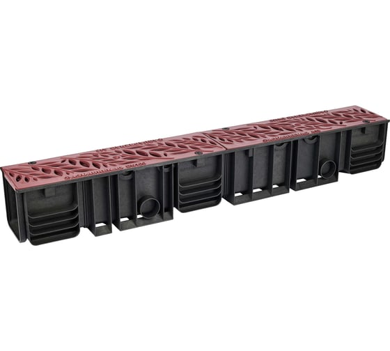 Лоток водоотводный пластиковый AQUADRENAG ЛВП Classic DN100 H145 с решеткой пластиковой коричневой Q10145-PFBr 1