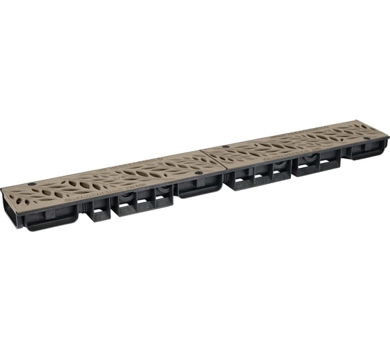 Лоток водоотводный пластиковый AQUADRENAG ЛВП Classic AQD DN100 H58 с решеткой пластиковой капучино Q1058-PFС 1