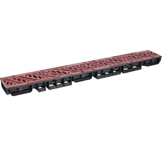 Лоток водоотводный пластиковый AQUADRENAG ЛВП Classic DN100 H58 с решеткой пластиковой коричневой Q1058-PFBr 1