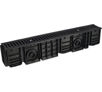 Лоток водоотводный пластиковый AQUADRENAG ЛВП Classic AQD DN100 H185 с решеткой чугунной и крепежом, Q10185-CH