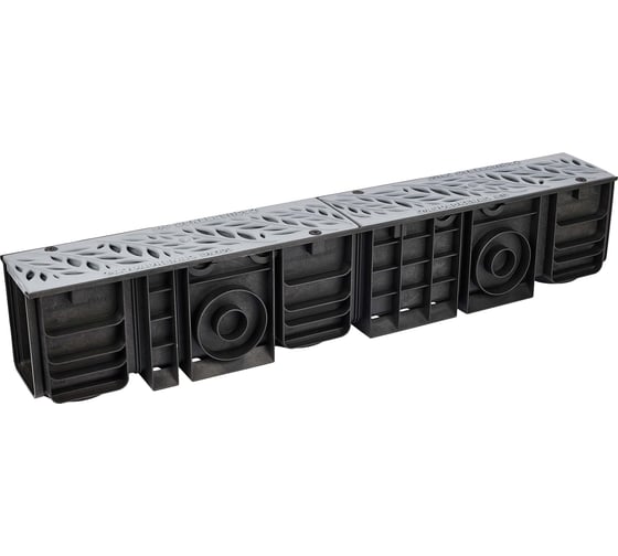 Лоток водоотводный пластиковый AQUADRENAG ЛВП Classic AQD DN100 H185 с решеткой пластиковой серой Q10185-PFGr 1