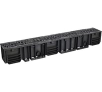 Лоток водоотводный пластиковый AQUADRENAG ЛВП Classic AQD DN100 H145 с решеткой пластиковой черной Q10145-PFB