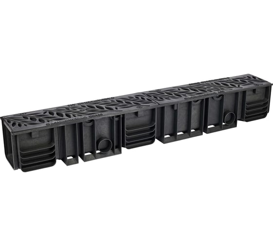 Лоток водоотводный пластиковый AQUADRENAG ЛВП Classic AQD DN100 H145 с решеткой пластиковой черной Q10145-PFB 1