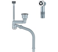 Сифон для кухни ORIO с выпуском 3 1/ 2, смещенный ( телескопический), с универсальным переливом, корзиной для мусора и гибкой трубой Д-11008У