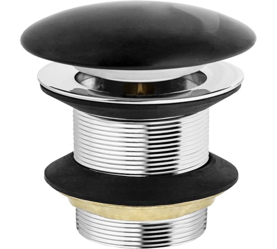 Донный клапан (выпуск) для умывальника MPF 1.1/4, клик-клак без перелива (черная керамич. крышка),SS 201 ИС.110758 1