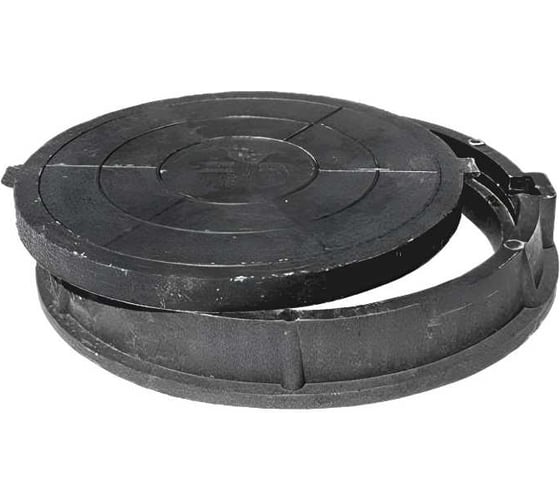 Люк Сантехкомплект полимер (средний) круг 760х630 h=110 60кН сер/чер 004-0163 1