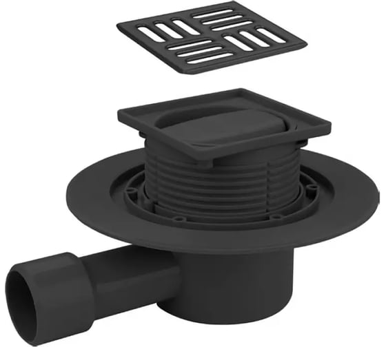 Трап душевой VIEIR 10х10 угловой с сухим затвором черный для ванных комнат и душевых VRDL-10C 1