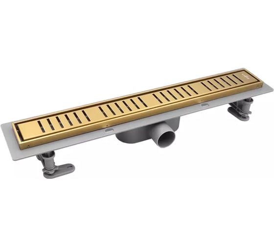 Трап душевой пластиковый VIEIR матовое золото 50 см с сухим затвором дизайнерский для душевой зоны DL50P-S 1