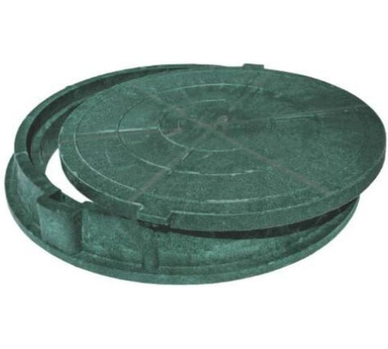 Люк Сантехкомплект полимер (легкий) круг 760х630 h=90 зел 30кН 004-0064 1