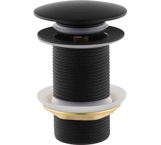 Донный клапан для раковины VIEIR латунный, без перелива, большой, черный, VER21A-C 1