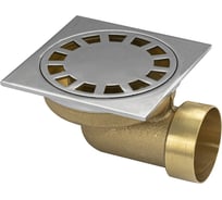Трап латунный Санакс 100х100 мм, выход 50 мм, горизонтальный, нижняя часть - бронза 00033