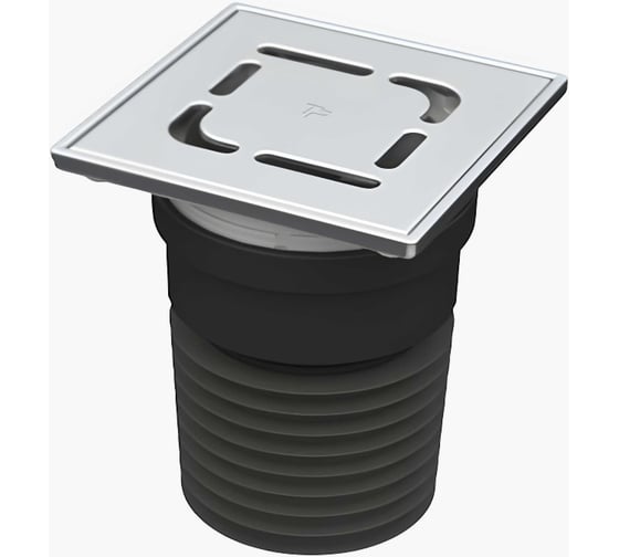 Трап универсальный Татполимер вертикальный выпуск, с рамкой и решеткой из нержавеющей cтали 150х150 ТП-73 65046 1