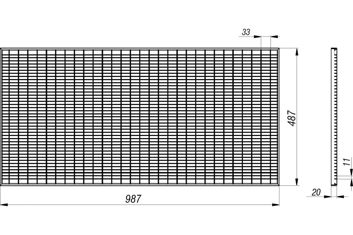 Грязезащитная решетка АНМАКС 990x490x20 мм, стальная, ячеистая .