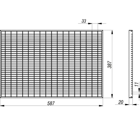 Придверная грязезащитная решетка АНМАКС 590x390x20 мм, стальная 301А