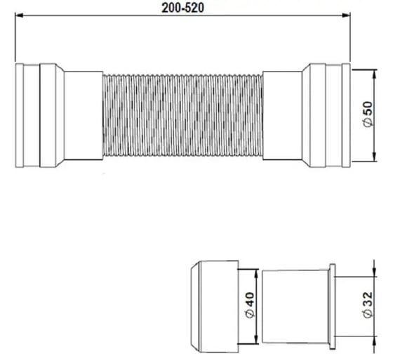 Гофра Prevex универсальная, с переходниками 50/40/32, с зажимами 3130011