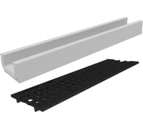 Лоток бетонный Gidrolica DN100 H100, без уклона с чугунной ячеистой решеткой и пружинным крепежом кл.С250 11001032