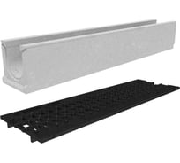 Лоток бетонный Gidrolica DN100 H157, без уклона с чугунной ячеистой решеткой и пружинным крепежом кл.С250 13001032