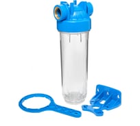 Корпус магистрального фильтра AQUA PRO &AQUAPRO 10 SL для ХВС, колба прозрачная, резьба 3/4" Комплектация: воздушный клапан, ключ, кронштейн ВИ972