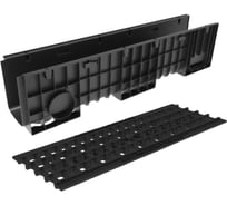 Лоток водоотводный пластиковый Gidrolica Pro DN150 H252 с чугунной ячеистой решеткой и крепежом кл.С250 817517