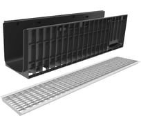 Лоток водоотводный пластиковый Gidrolica Pro DN200 H301 с решеткой ячеистой стальной оцинкованной и крепежом кл.В125 823522