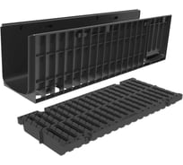 Лоток водоотводный пластиковый Gidrolica Pro DN200 H301 с пластиковой щелевой решеткой и крепежом кл.С250 823525