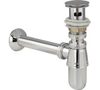 Сифон для раковины Санакс 1 1/4 × 32 × 32 мм с трубой, донный клапан с переливом и системой клик-клик, из АБС пластика, цвет хром 8002