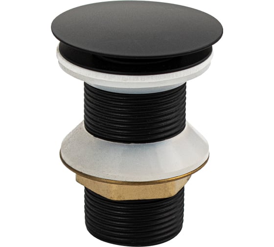 Верхняя часть (донный клапан) сифона Санакс - автомата на раковину без перелива, серия МАГНУС, цвет черный, из нержавеющей стали 0-677