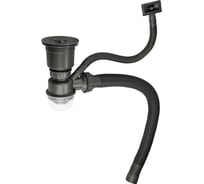 Сифон для мойки FABIA, большая горловина с переливом, ГРАФИТ, с отводом под сливной шланг и со съёмной корзинкой для мусора 8734