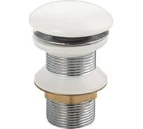 Верхняя часть сифона-автомата (донный клапан) на раковину Санакс МАГНУС без перелива, из нержавеющей стали, с керамической накладкой, цвет белый 0-614