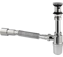 Сифон для раковины Санакс D-32 мм с гофрой D-50 мм, донный клапан с переливом и системой клик-клак, из АБС пластика, цвет хром 8005