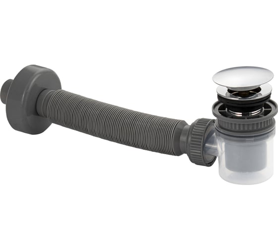 Сифон для раковины автоматический Brimix с системой клик-клак, из высокопрочного АБС пластика, универсальный, для раковин с переливом и без перелива 4009