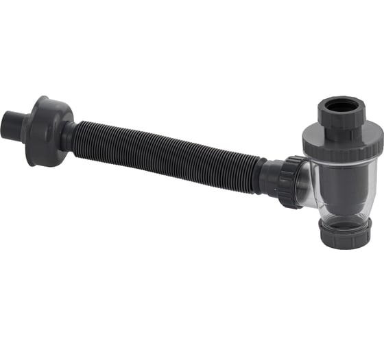 Нижняя часть сифона для раковины Brimix с прозрачной колбой и пробкой отстойника, с гофрой, из высокопрочного АБС пластика 40091