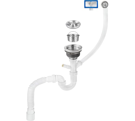 Сифон для кухни MPF 3 1/2х40 (с вып. из нерж стали (с ведёрком),отв.для стир.маш,кругл и прямоуг.пер.),с г.т.40х32/40/50, ИС.110769