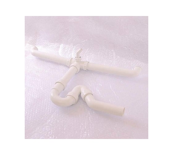 Сифон для двойных моек Viega 1 1/2"х40, межцентровое 180-600, штуцер для шланга, универсальный отвод 124205
