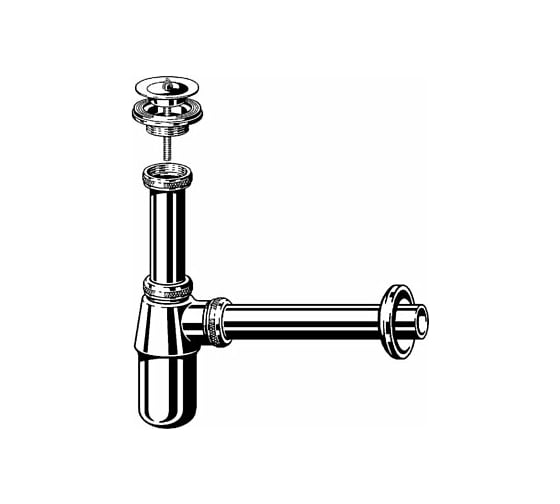 Бутылочный сифон Viega 1 1/4"х32х150 мм, с пробкой, хром 456580