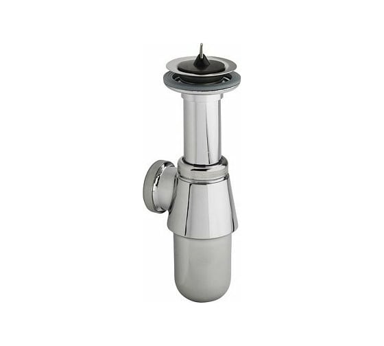 Бутылочный сифон Viega 1 1/4"х32, с пробкой, без розетки, универсальный отвод, хром 105631