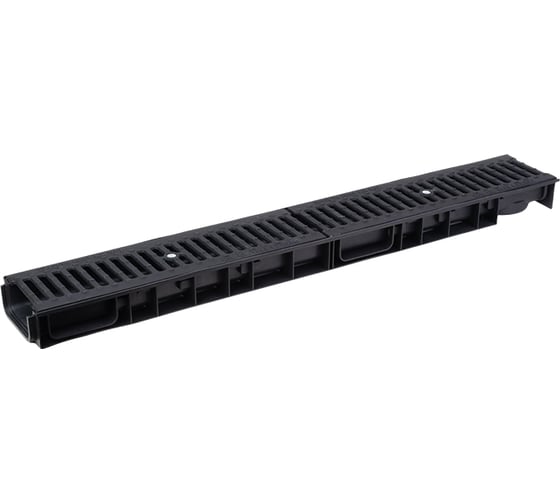 Лоток Ecoteck ParkLine DN100 h59 с решеткой чугунной щелевой C250 (черный) ДИ 27405000