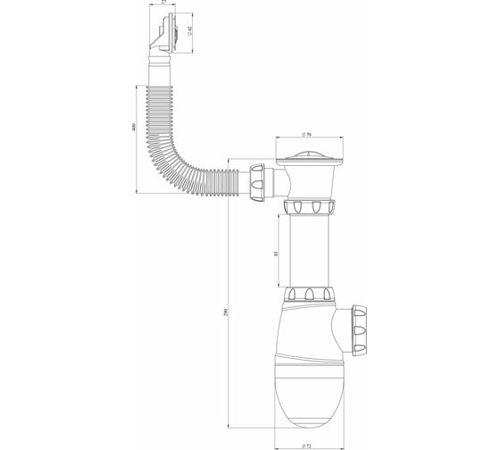 Сифон Unicorn B421 1 1/2х40 с круглым переливом 534491