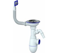 Сифон Unicorn B430VP 3 1/2х40 с прямоугольным переливом, с носиком, винт, шток, ручка - пластик 538078