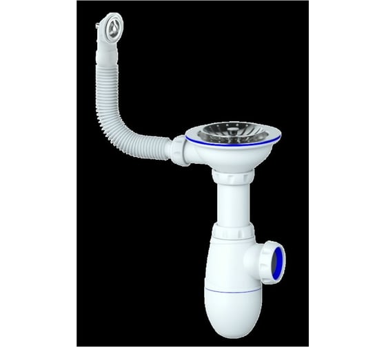 Сифон Unicorn B411P 3 1/2х40 с круглым переливом винт, шток, ручка - пластик 538079