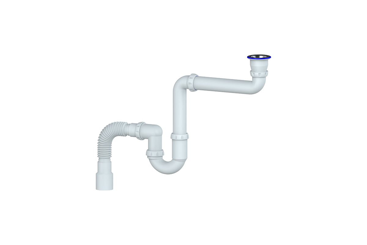 Сифон Unicorn Y315 1 1/2х40 под стиральную машину, прямоточный с гофрой ...