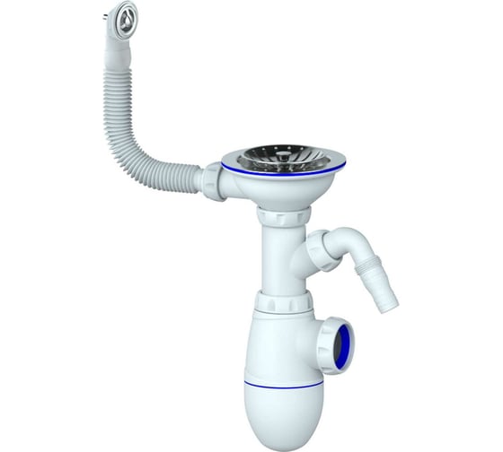 Сифон Unicorn B431VP 3 1/2х40 с круглым переливом, с носиком, винт, шток, ручка - пластик 544752 1